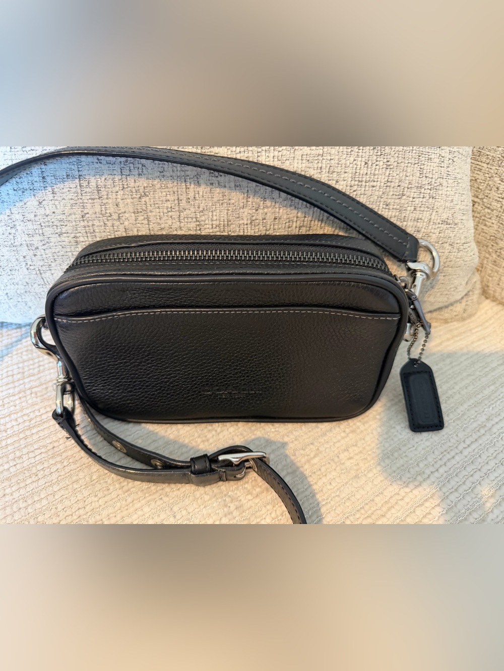 Coach Jayden Black Pebbled Leather Crossbody Unisex Bag 7.5x4.5